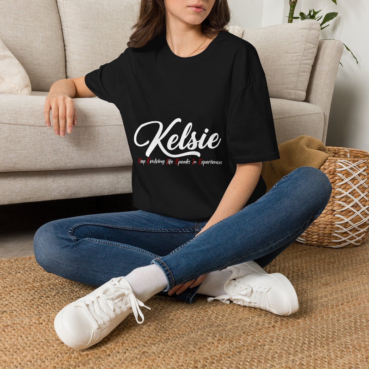 Kelsie Personalized Name T-Shirt — Script Monogram Tee