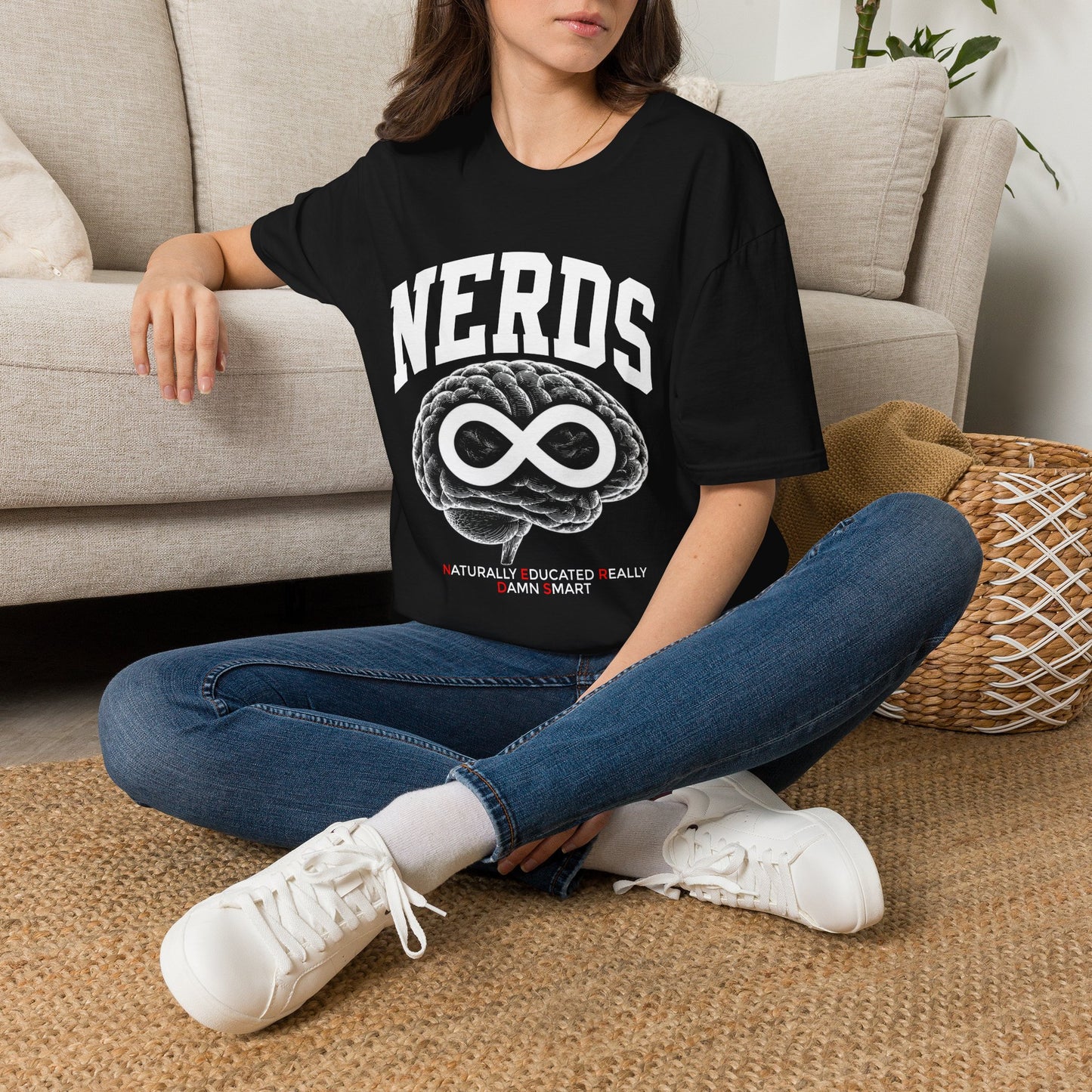 Nerds Brain Infinity Graphic T-Shirt — Funny Retro Smart Pride Tee