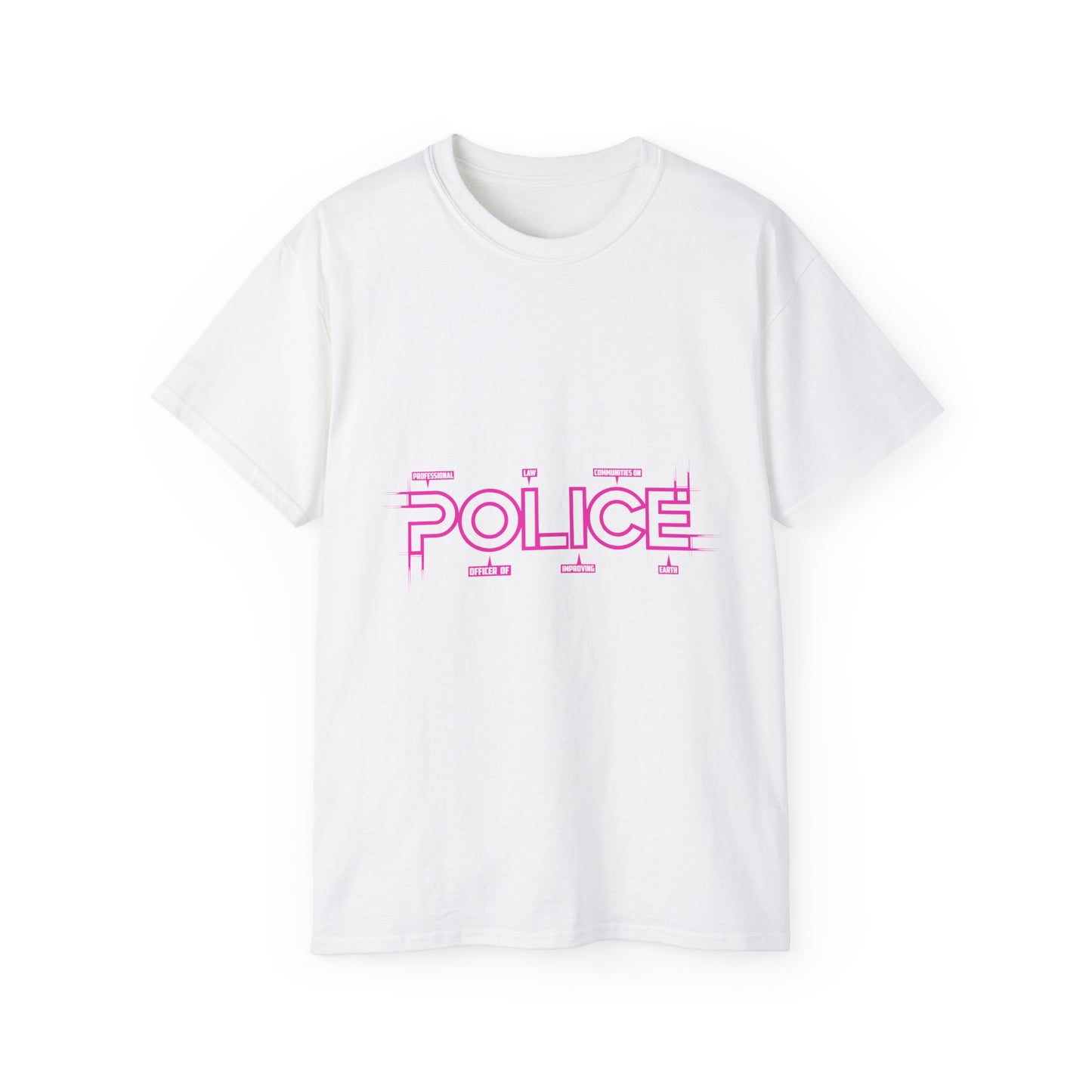 P.O.L.I.C.E. Professional Officer of Law Improving Communities on Earth Message Tee – Vibrant & Bold Statement Shirt for Law Enforcement Supporters & Officers