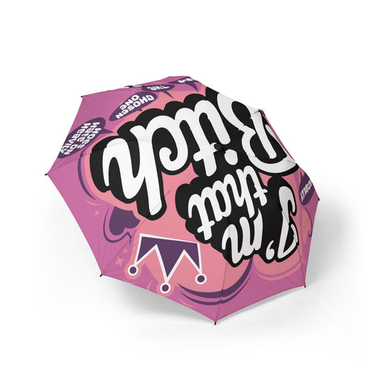 Foldable Umbrella — Pink "I'm That Bitch" Compact Semi-Automatic Rain Umbrella