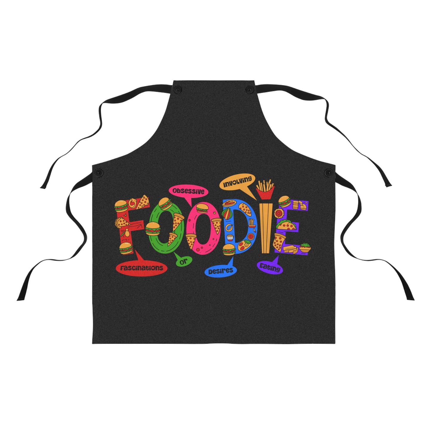 Foodie Apron — Colorful Food Icons Chef Apron, Perfect Gift for Cooks & Food Lovers