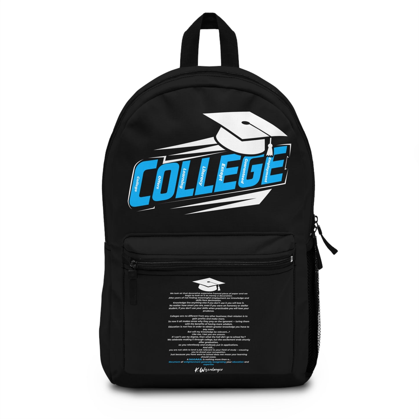 C.O.L.L.E.G.E. -Themed Backpack for Students, Stylish School Bag, Graduation Gift, Trendy Campus Accessory, Back-to-School Essential