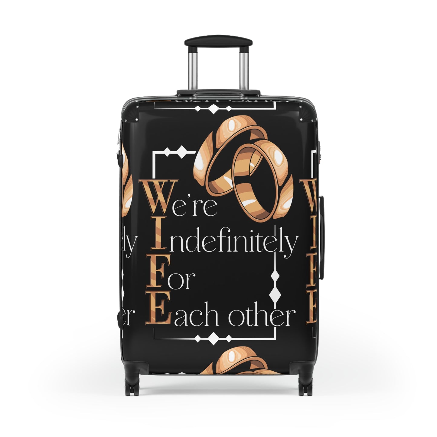 W.I.F.E. Elegant Wedding Suitcase with Rings Design, Travel Luggage, Bride's Gift, Honeymoon, Couple's Travel Bag, Newlywed Suitcase