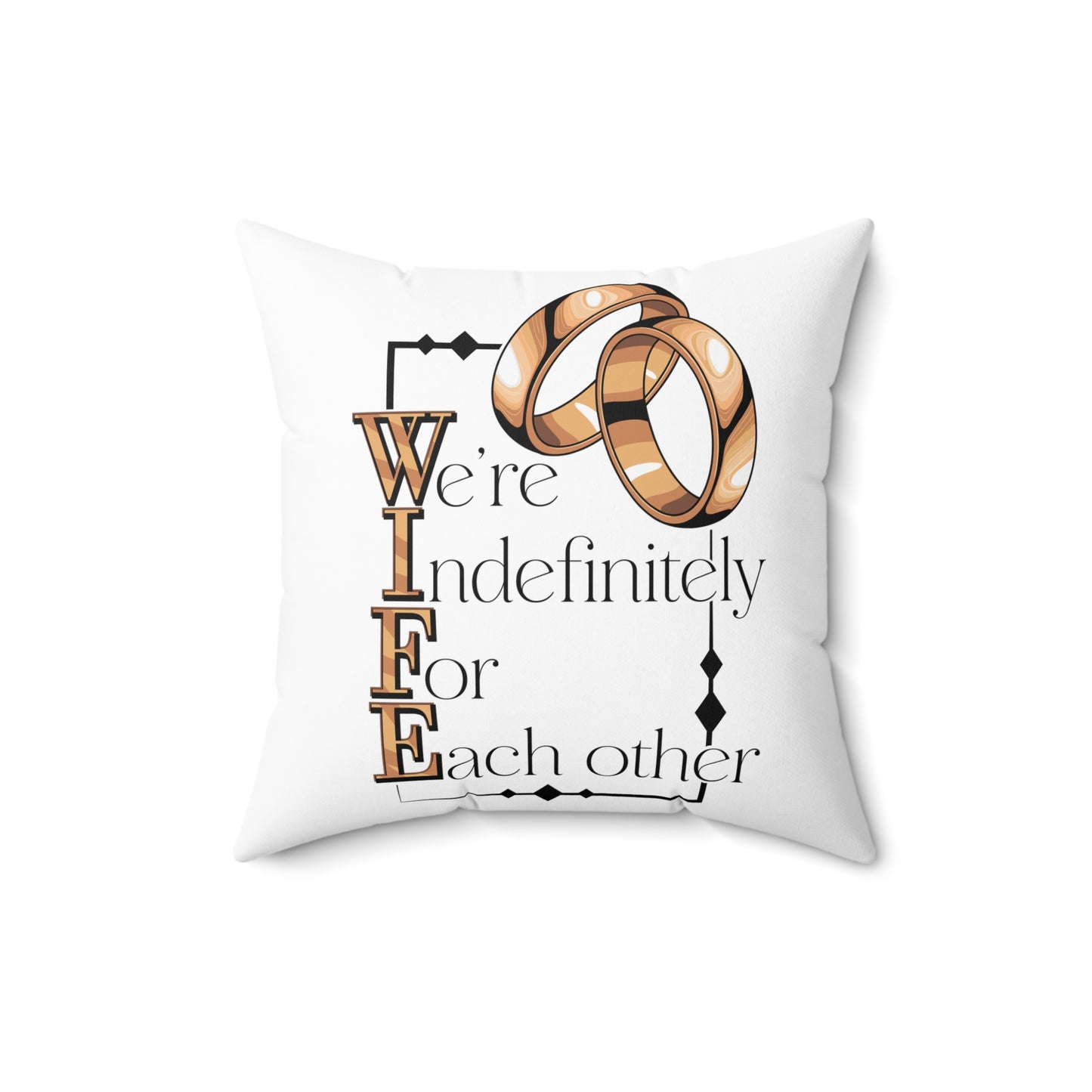 W.I.F.E. Romantic Wedding Pillow with Rings Design, Perfect Anniversary or Wedding Gift, Home Decor for Couples, Personalized Love Accent