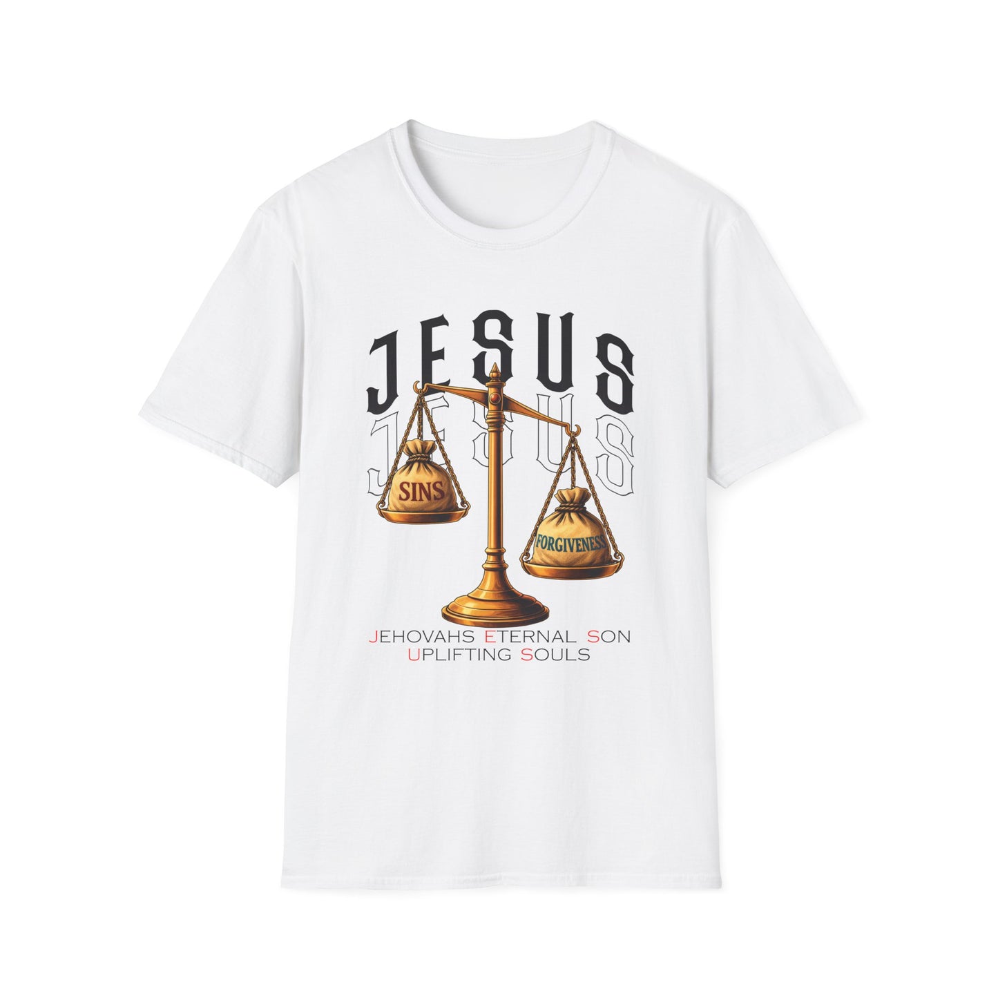 Jesus Scales T-Shirt — "Sins" vs "Forgiveness" Faith Graphic Tee