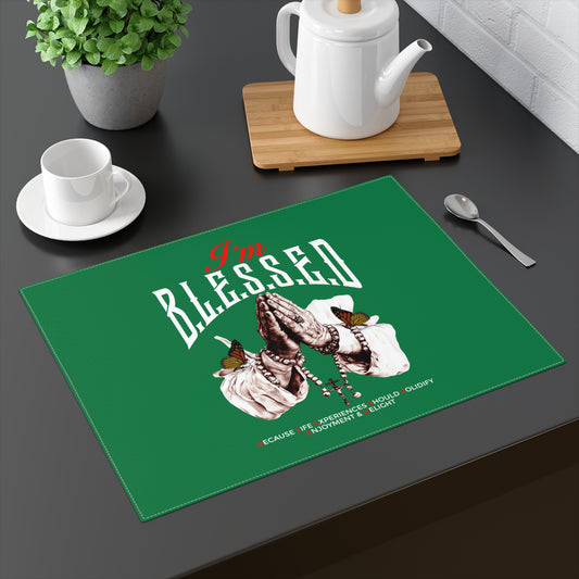 I'm Blessed Placemat — Praying Hands Rosary Table Mat for Faithful Home & Holiday Dining