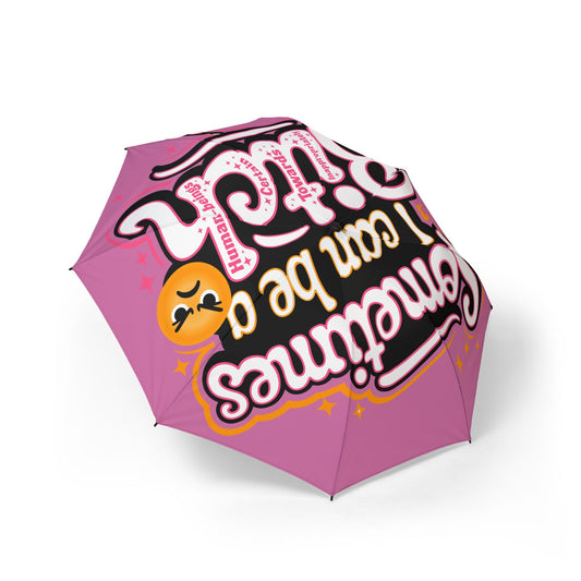 Foldable Umbrella — 'Sometimes I can be a... Bitch' Pink Cute Emoji Rain Umbrella