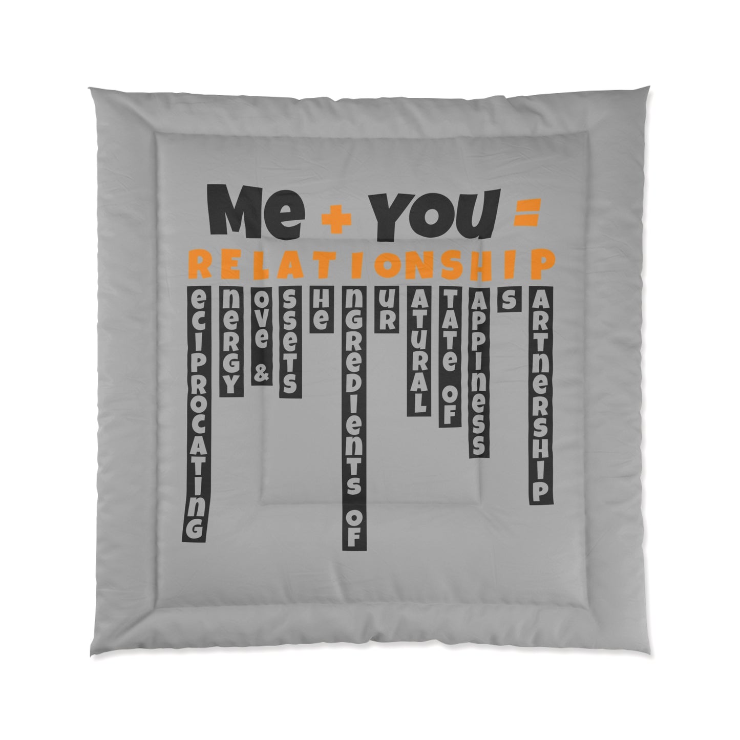 Relationship Comforter, Cozy Bedspread, Bedroom Decor, Gift for Couples, Love Theme Bedding, Relationship Goals Home Accents