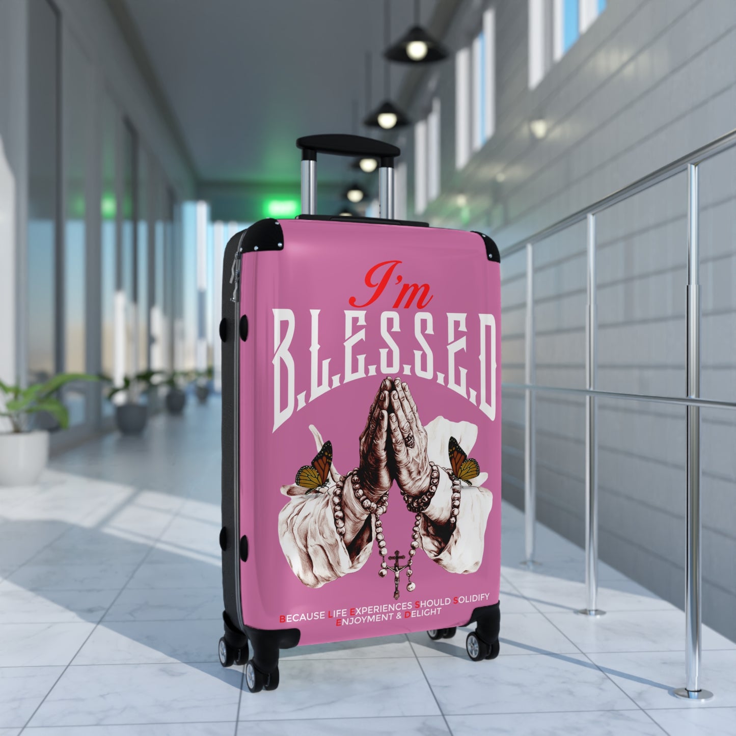 Blessed Suitcase - Traveler's Essential for Every Journey, Stylish Luggage, Inspirational Travel, Gifts for Adventurers, Blessings on the Go