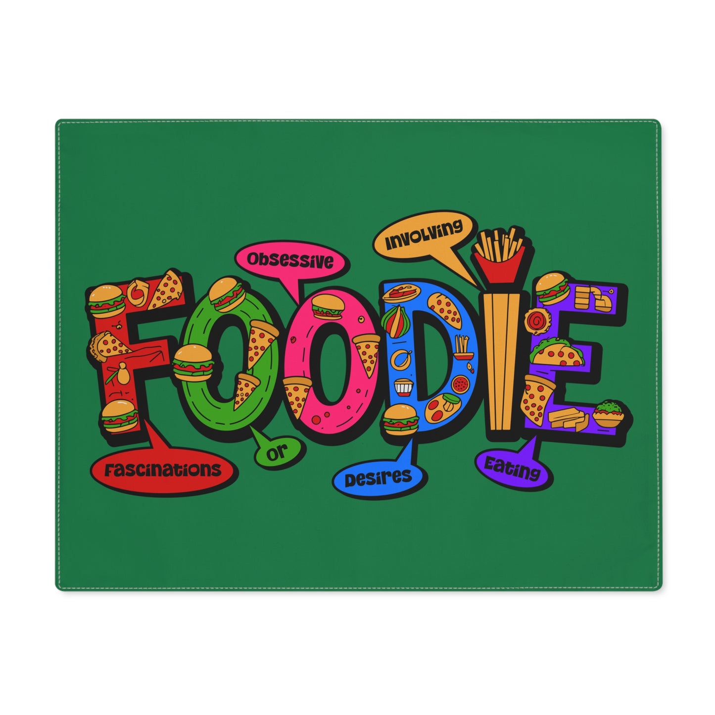 Foodie Placemat – Colorful Illustrated Dining Mat with Fun Food Word Art